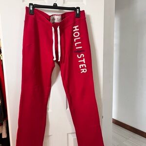 Hollister Red Joggers with Drawstring Waist and Brand Logo